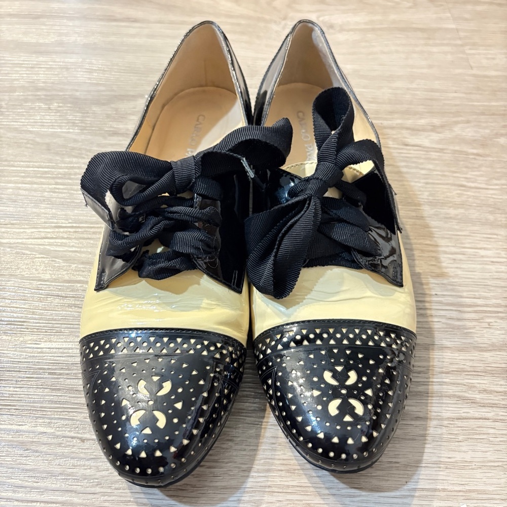 Carlo Pazolini Black and Cream Patent Leather Women's Loafers - Picture 10 of 16